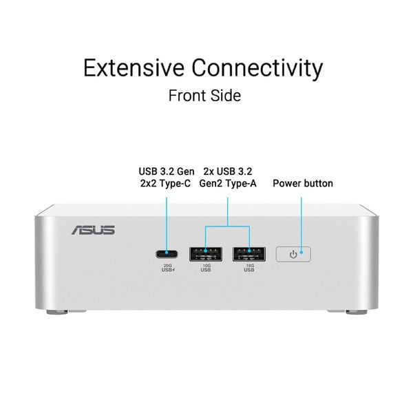 Bộ Mini PC Asus NUC 15 PRO RNUC15CRSU700000I (Intel Core Ultra 7 255H | 2xDDR5-6400 | 2xNVMe | 2x HDMI 2.1 | 2x Thunderbolt | VESA MOUNT | WHITE)
