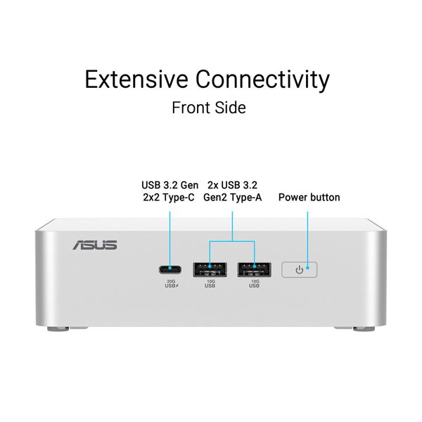 Bộ Mini PC Asus NUC 15 PRO RNUC15CRSU500000I (Intel Core Ultra 5 225H | Intel Arc GPU | 2xDDR5-6400 | 2xNVMe | 2x HDMI 2.1 | 2x Thunderbolt | VESA MOUNT | WHITE)