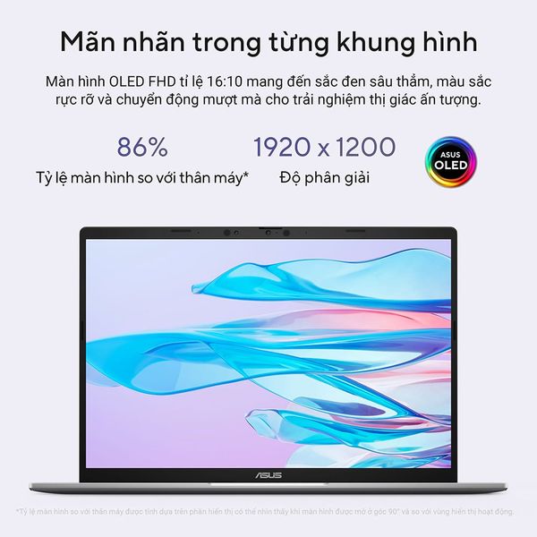 Laptop Asus Vivobook S14 S3407QA-SF043WS (Snapdragon X  X1 26 100 | 16GB | 512GB | Qualcomm Adreno | 14 inch FHD OLED | Win 11 | Office  Xám)