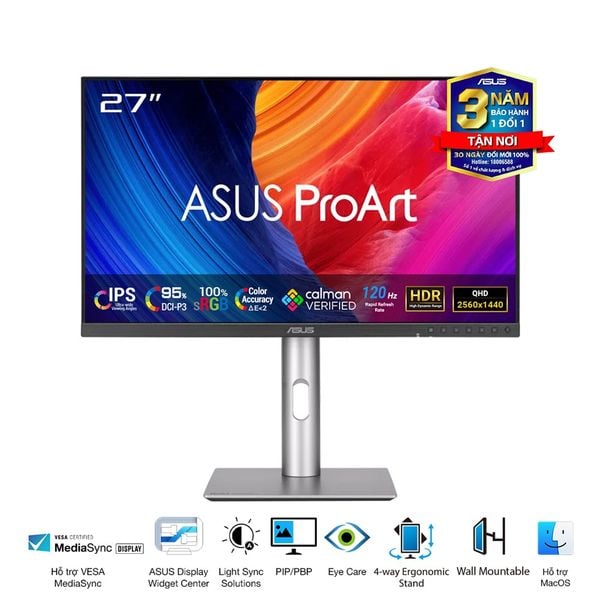 Màn Hình Đồ Họa ASUS ProArt PA278QGV (27 inch - IPS - 2K - 120Hz - 5ms - Speaker)