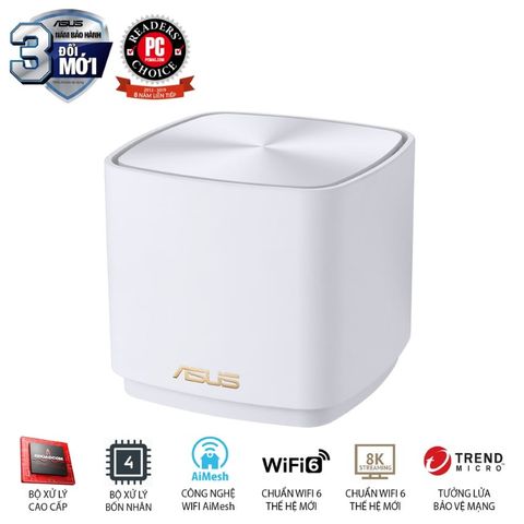 Bộ phát wifi ASUS XD4 (W-3-PK) Mesh wifi 6, Chuẩn AX1800 MÀU TRẮNG