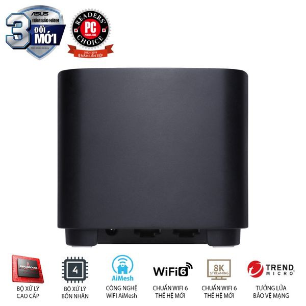 Bộ phát wifi ASUS XD4 (B-3-PK) Mesh wifi 6, Chuẩn AX1800 MÀU ĐEN
