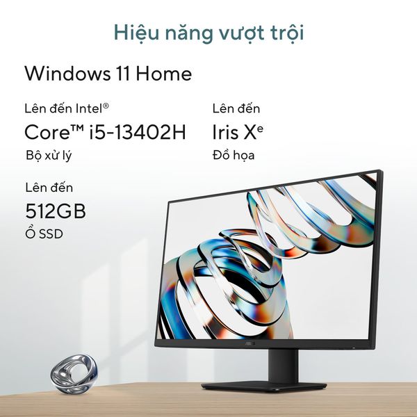 Máy tính để bàn All in one ASUS V440VAK-WPC408W (Intel Core 7 240H | 16GB | 512GB | 23.8 inch FHD 100Hz | WF6E/BT5.4 | CAM | MIC | WL_KB &M | 2Y-OSS | TRẮNG)