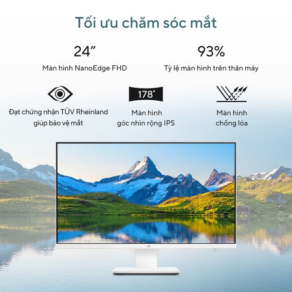 Máy tính để bàn All in one ASUS V440VAK-WPC408W (Intel Core 7 240H | 16GB | 512GB | 23.8 inch FHD 100Hz | WF6E/BT5.4 | CAM | MIC | WL_KB &M | 2Y-OSS | TRẮNG)