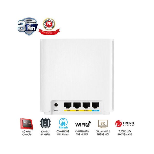 Bộ phát wifi ASUS XD6 (W-2-PK) Mesh wifi 6, Chuẩn AX5400