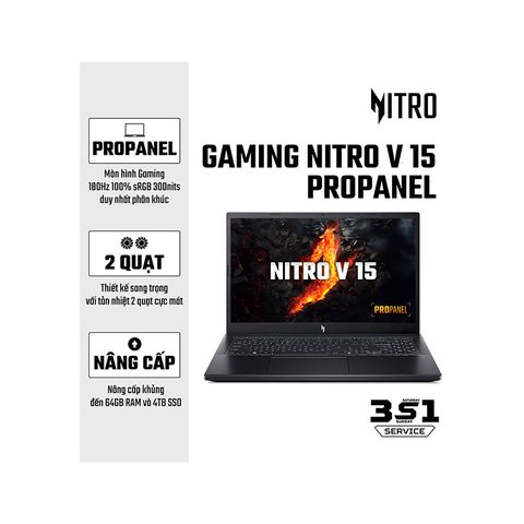 Laptop Acer Gaming Nitro V 15 Pro Panel ANV15-41-R7AP (NH.QPGSV.002) (R5-7535HS | Geforce RTX2050 4GB | 15.6inch FHD 180Hz | 16GB | 512GB | Win11 | Đen)
