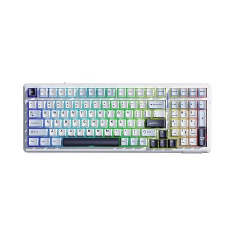 Bàn phím cơ gaming AULA F99 (3 Mode/Trắng + Xanh dương + Tím đậm / Grey Wood V3 Switch)