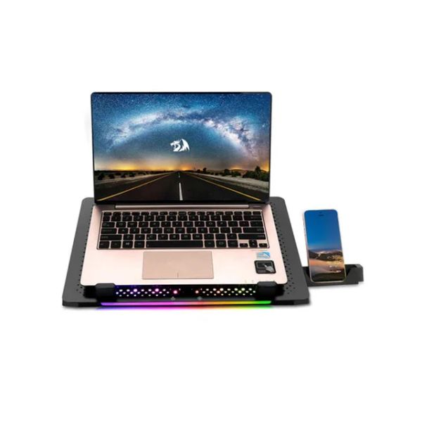 Đế tản nhiệt Laptop REDRAGON 15in 5FAN LED RGB+Gía ĐT Black IVY GCP500