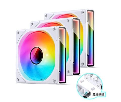 Bộ 3 Quạt JONSBO ZK-120W (3 IN 1) WHITE REVERSE infinity ( Ghép Nối Không Dây)