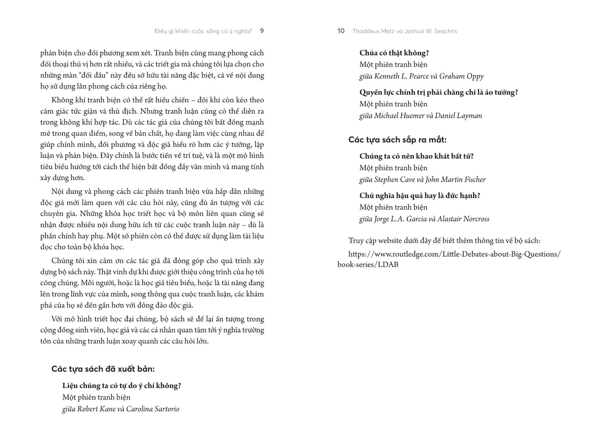  Tranh Biện Nhỏ Về Câu Hỏi Lớn - Điều Gì Khiến Cuộc Sống Có Ý Nghĩa? - Thaddeus Metz, Joshua W. Seachris, John Martin Fischer 