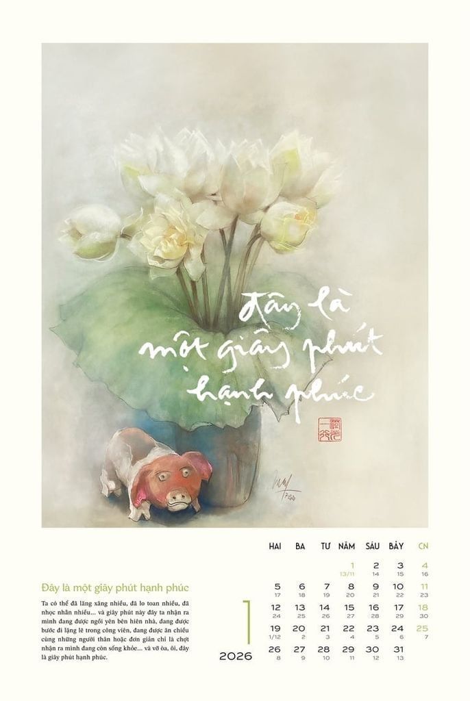  Lịch tường thư pháp Làng Mai 2026 