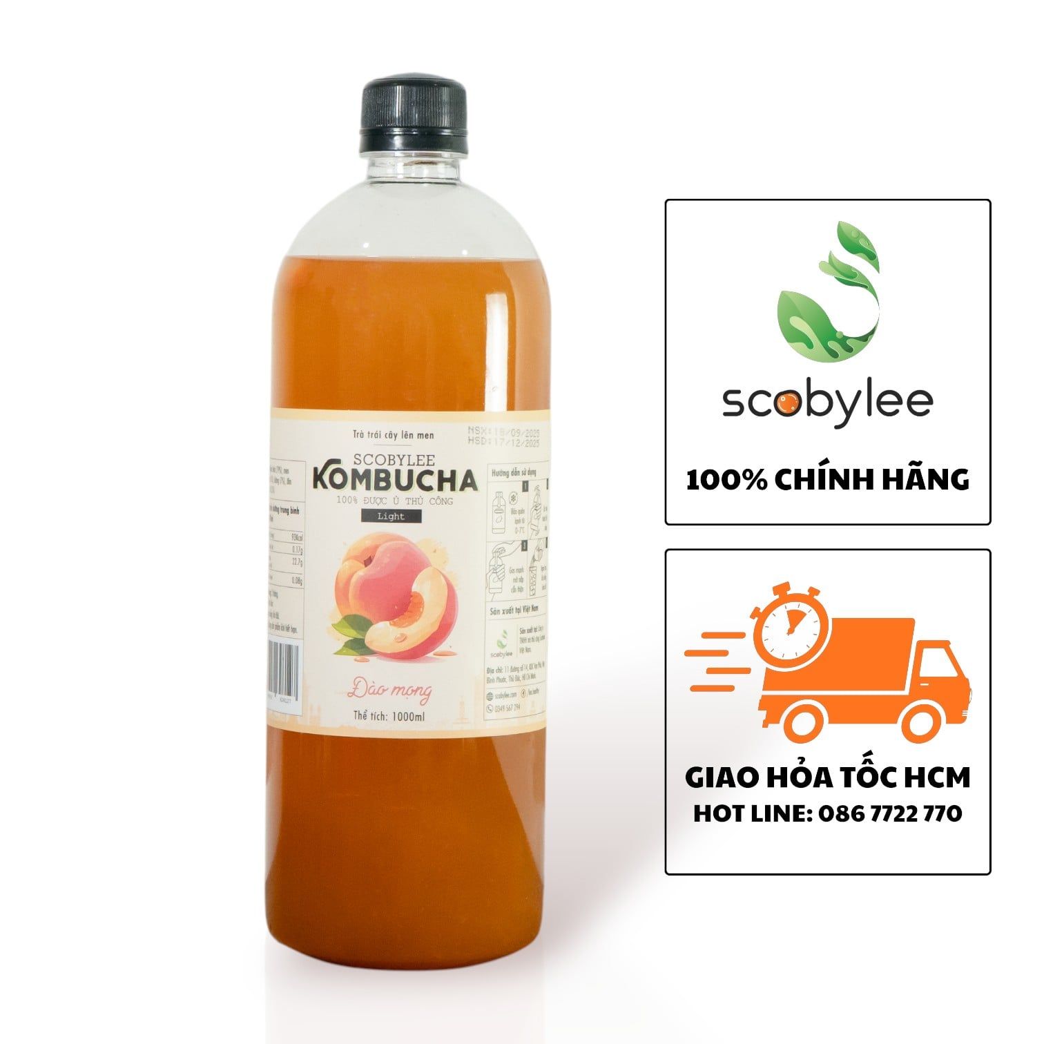 [B] Kombucha Đào Mọng 1000ML