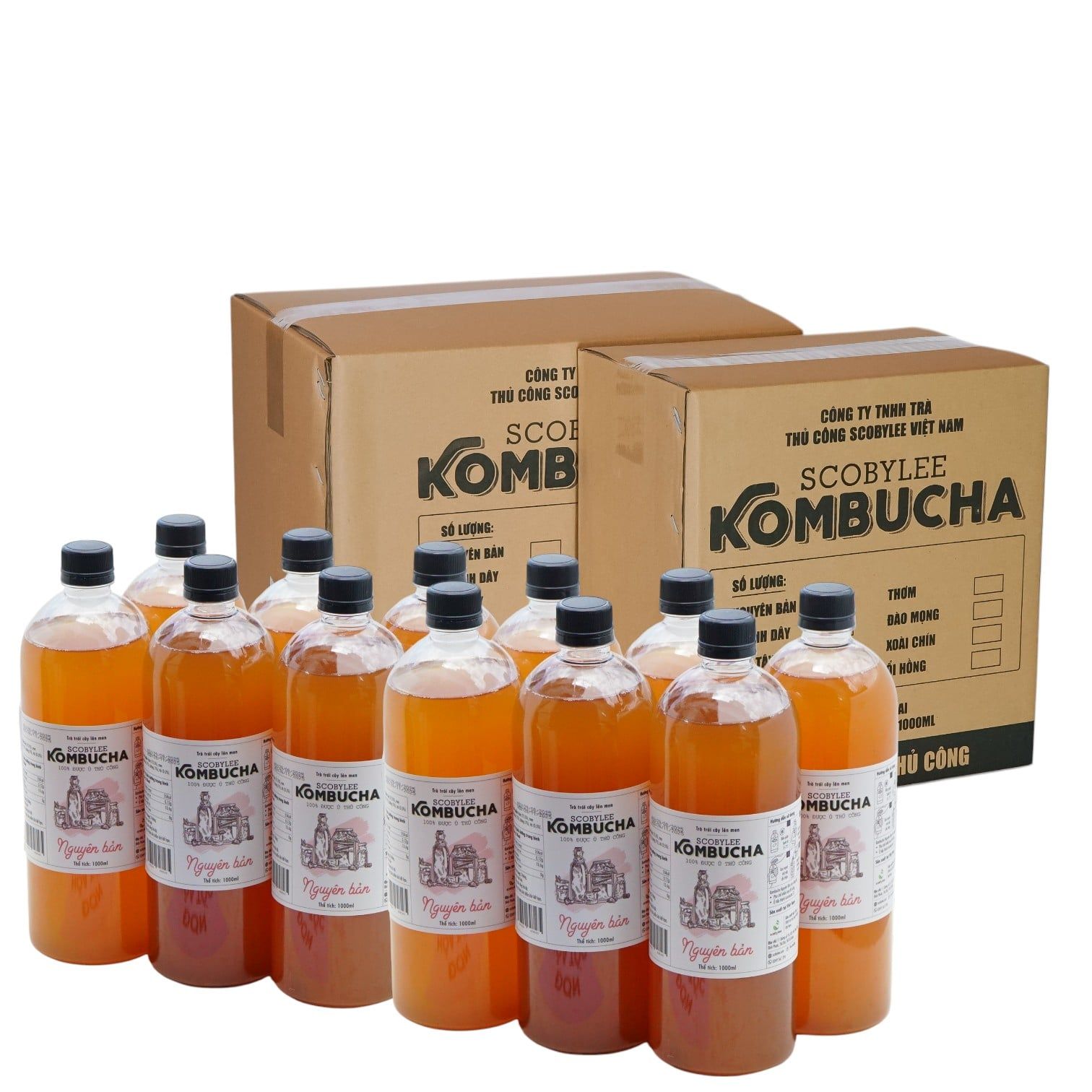 [Giá sỉ] 12 Chai Kombucha Nguyên Bản 1000ML