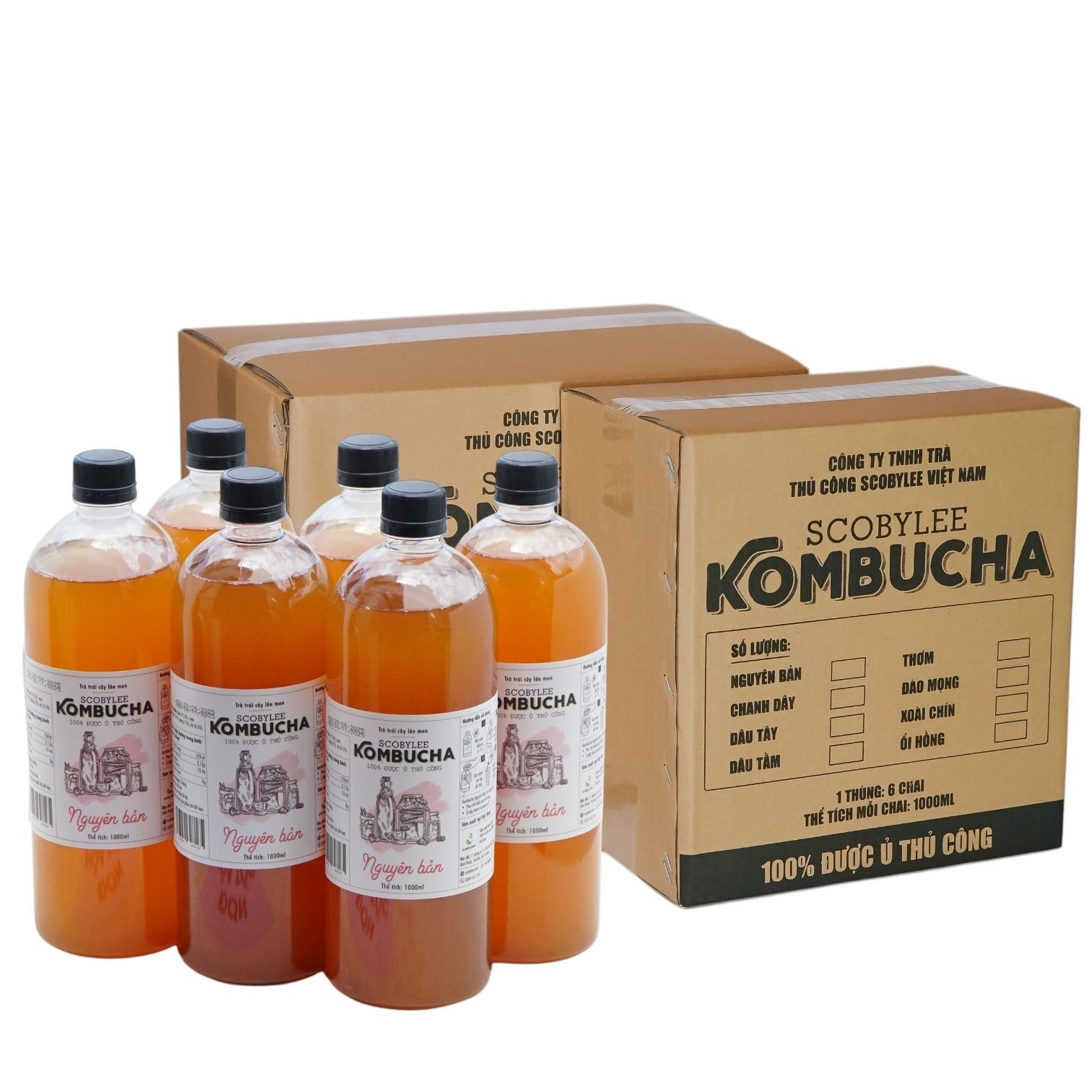 [Giá sỉ] 6 Chai Kombucha Nguyên Bản 1000ML