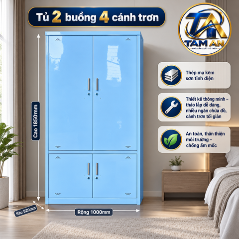 Tủ 2 buồng 4 cánh trơn