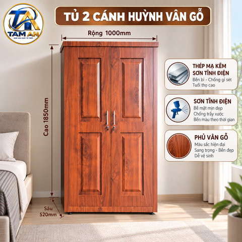 Tủ 2 cánh huỳnh vân gỗ