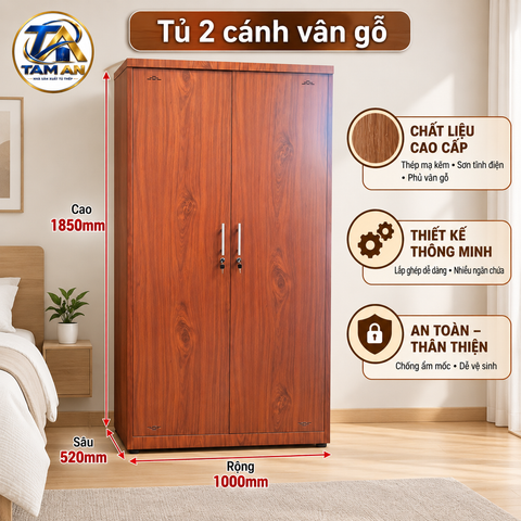 Tủ 2 cánh vân gỗ