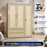 Tủ 3 buồng có ngăn kéo cánh thường