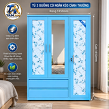 Tủ 3 buồng có ngăn kéo cánh thường