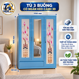 Tủ 3 buồng có ngăn kéo cánh 3D