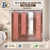 Tủ 4 buồng có ngăn kéo cánh thường