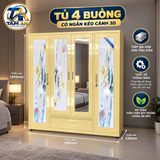Tủ 4 buồng có ngăn kéo cánh 3D