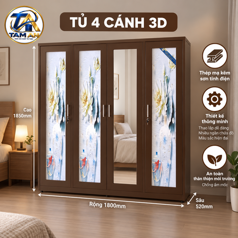 Tủ 4 cánh 3D
