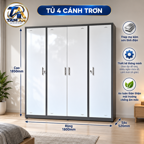 Tủ 4 cánh trơn