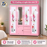 Tủ 4 buồng có ngăn kéo cánh 3D