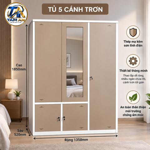 Tủ 5 cánh trơn