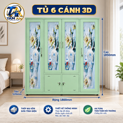 Tủ 6 cánh 3D