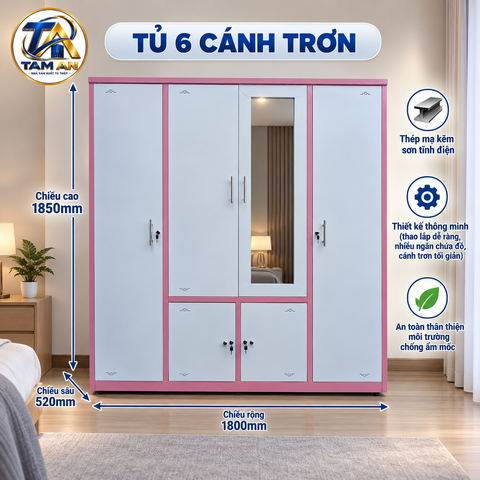 Tủ 6 cánh trơn