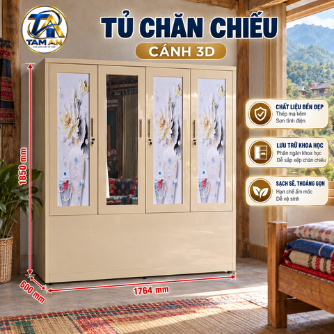 Tủ chăn chiếu cánh 3D