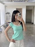  Lindsey Blue Top (áo thun chấm bi xanh ) 