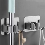 Móc Kẹp Treo Cây Lau Nhà Inox Cao Cấp Có Móc Treo - Kèm Keo Dán Tường Siêu Chắc.