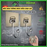 Combo 10 Móc Dán Tường Inox Chịu Lực Có Keo Dán Siêu Chắc Chắn Chịu Tải Trọng Lên Đến 10kg.