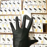 Hộp 100 Chiếc Găng Tay Cao Su Đen Nhám Cao Cấp Siêu Dai Không Bột - Chống Hóa Chất, An Toàn Cho Da.