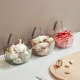 Giỏ Nhựa Trong Đựng Đồ Nhà Bếp Treo Tường Thông Minh, Sang Trọng - Có Quai Sách Kèm Miếng Dán Tường.