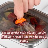 Combo 5 Hộp Đựng Thực Phẩm Nắp Đen Chất Liệu Inox 304 Cao Cấp Bảo Quản Thức Ăn Tiện Lợi.