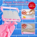 Bộ Dao Cạo Nữ Kèm 6 Đầu Lưỡi Thay Thế - Lưỡi Dao Đa Tầng 6 Lớp Cùng Dải Gel Bôi Trơn Cạo Siêu Sạch.