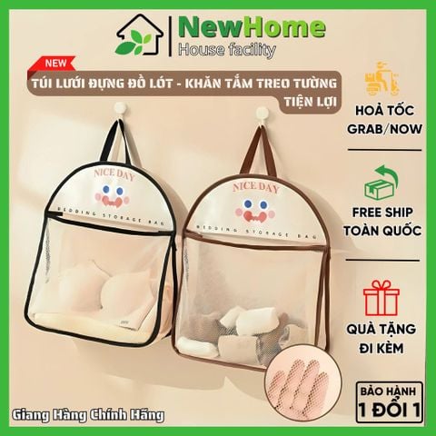 Túi Lưới Dựng Đồ Lót, Khăn Tắm Treo Tường Có Móc Treo Thông Minh và Tiện ích.