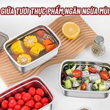 Combo 5 Hộp Đựng Thực Phẩm Nắp Đen Chất Liệu Inox 304 Cao Cấp Bảo Quản Thức Ăn Tiện Lợi.
