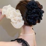 Kẹp Tóc Voan Đa Tầng Kim Tuyến Bling Bling Cỡ Lớn Sang Trọng Phụ Kiện Tóc Đi Tiệc Cho Nữ.