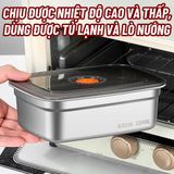 Combo 5 Hộp Đựng Thực Phẩm Nắp Đen Chất Liệu Inox 304 Cao Cấp Bảo Quản Thức Ăn Tiện Lợi.