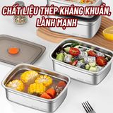 Combo 5 Hộp Đựng Thực Phẩm Nắp Đen Chất Liệu Inox 304 Cao Cấp Bảo Quản Thức Ăn Tiện Lợi.