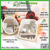 Gương Trang Điểm Lúa Mạch Xoay 360 Độ Để Bàn - Gương Soi Di Động Mini Hai Mặt.