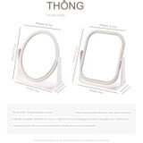 Gương Trang Điểm Lúa Mạch Xoay 360 Độ Để Bàn - Gương Soi Di Động Mini Hai Mặt.
