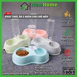 Khay Thức Ăn Cho Chó Mèo Kèm Máng Nước Tự Động Tiện Lợi.