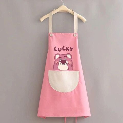 Tạp Dề Nấu Ăn Hình Gấu Dâu - Chống Thấm Nước, Dễ Lau Chùi, Nhanh Khô.