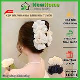 Kẹp Tóc Voan Đa Tầng Kim Tuyến Bling Bling Cỡ Lớn Sang Trọng Phụ Kiện Tóc Đi Tiệc Cho Nữ.